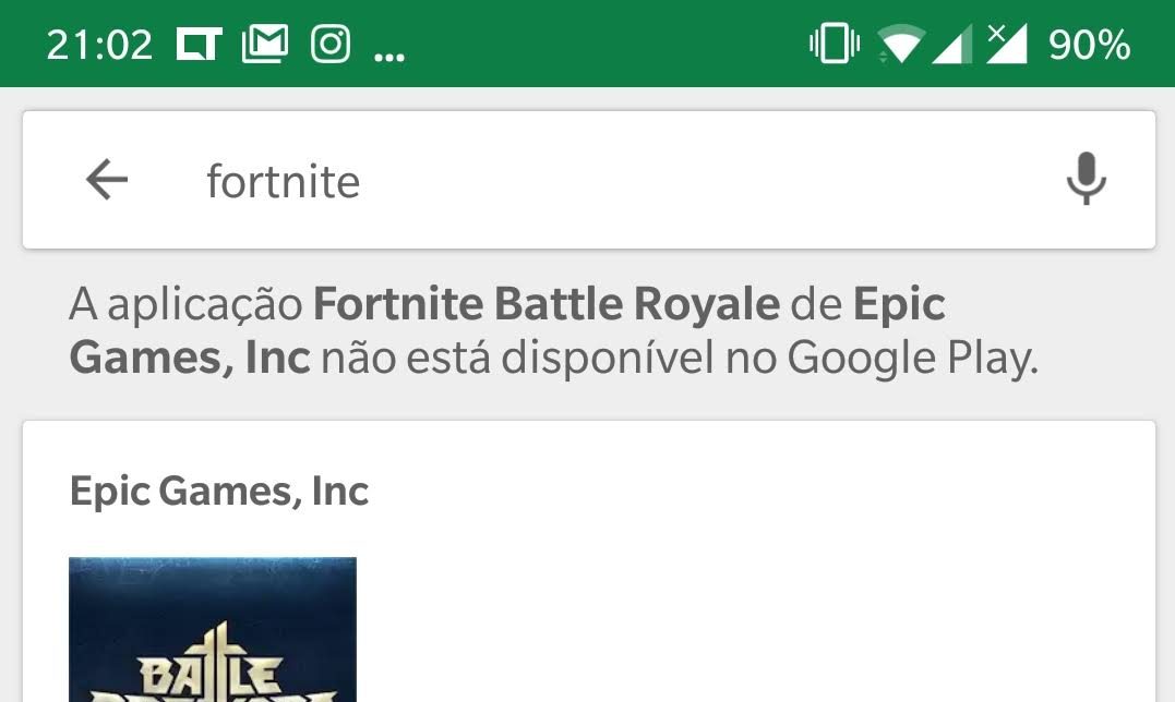 Fortnite Battle Royale indisponível na Play Store