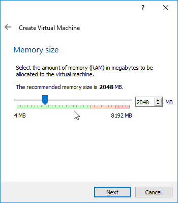 Memória RAM a atribuir à máquina virtual