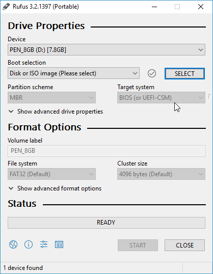 Rufus 1 - usb